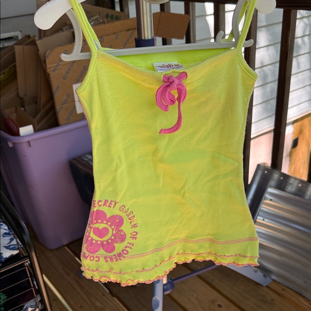 NWT Mish Girl 2T lime green with Pink Accent top or dress w/ruffle bottom